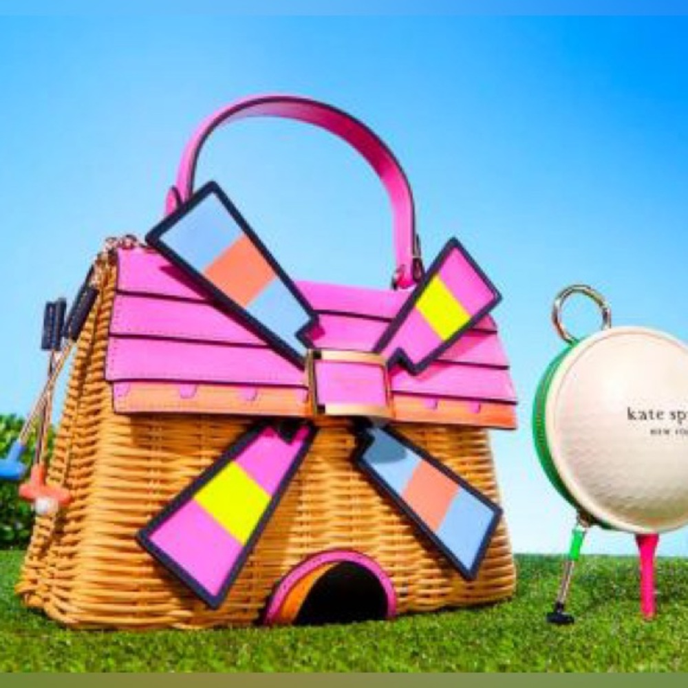 Kate Spade Putt Putt Inspired Straw Novelty bag